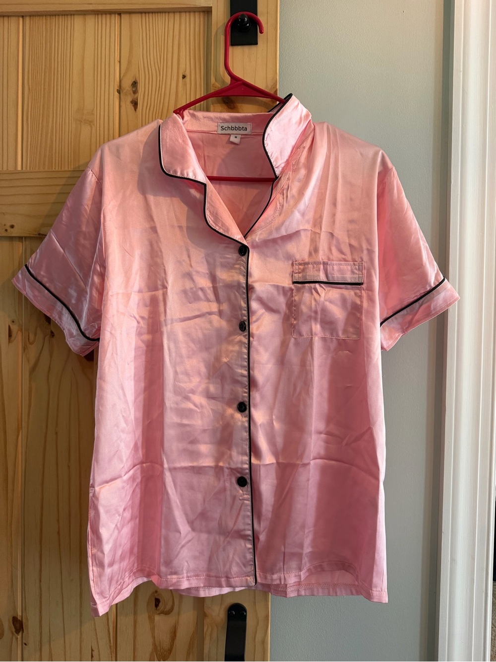 Women's Pink Satin Short Sleeve Pajama set
